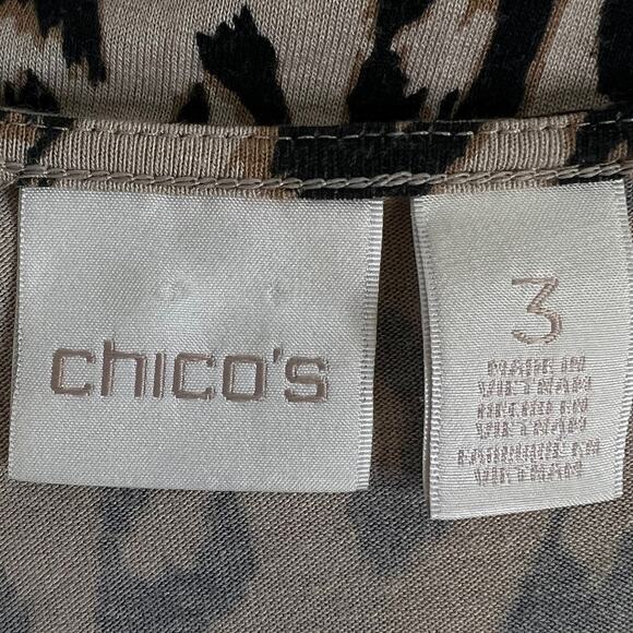 Chicos Womens Knit Top Size 3 (XL) Leopard Print Long Sleeve Crisscross V-Neck - Picture 4 of 5